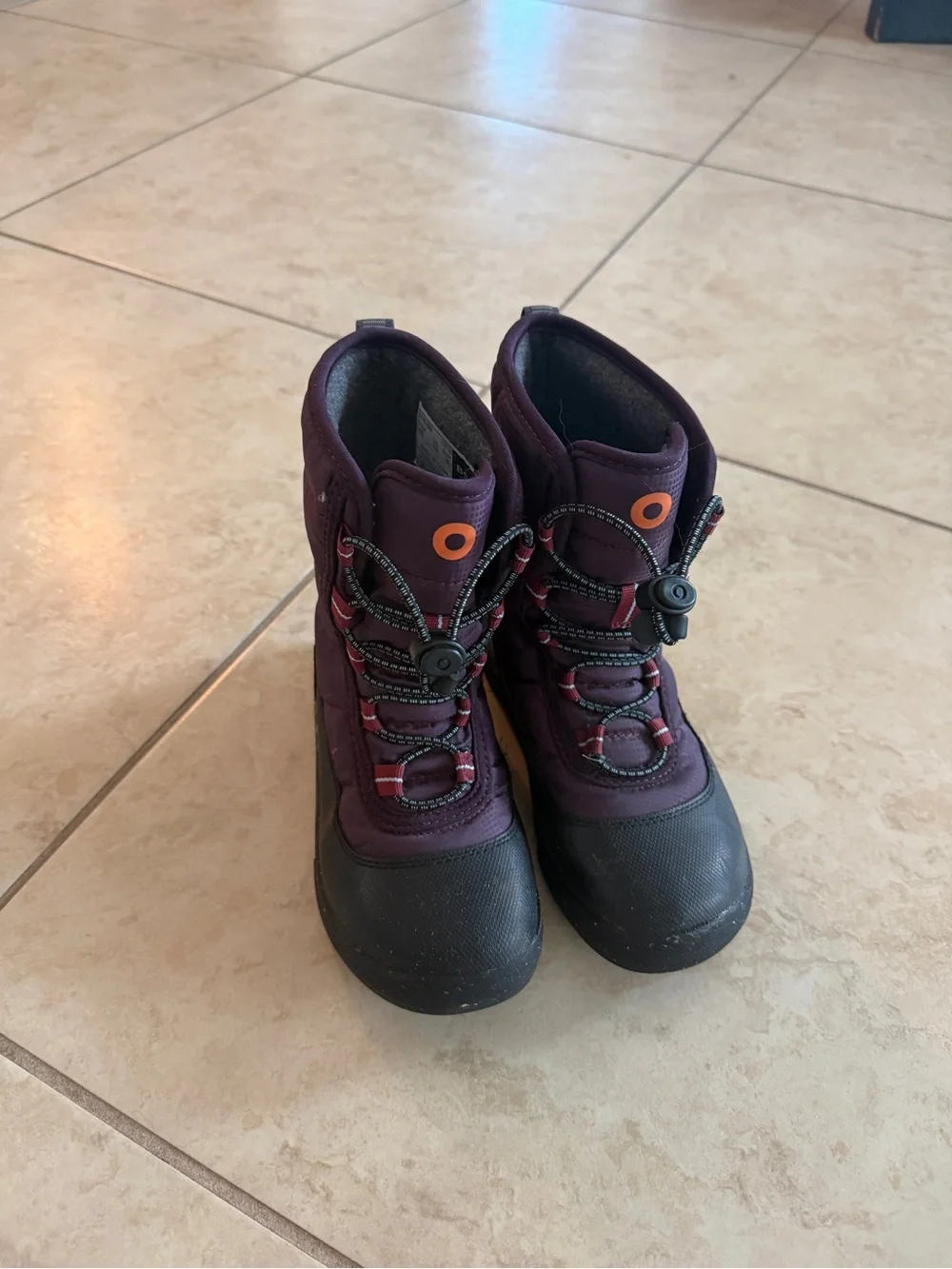 Bogs Kids Purple Snow Boots with Orange Accents